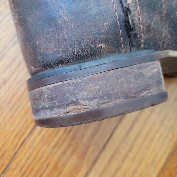 Old West Leather Cowboy Boots 5D Square Toe Western Grunge Womens 6.5 - Picture 8 of 13